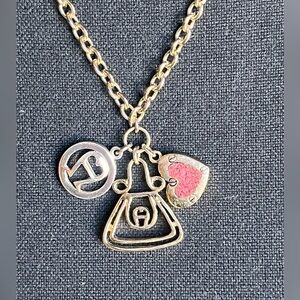 Vintage Etienne Aigner 20” 3 Charms Heart Circle w Logo Purse Equestrian Retro